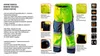 A product image showing work trousers with various feature callouts and descriptions in Polish and English. Produktbild-Vorschau