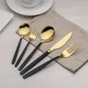 30 Stück Titan Schwarz Besteck Set | Schwarz-Gold Design | Produktbild-Vorschau 3