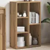 A wooden bookshelf with various items on its shelves. Náhľad obrázku produktu