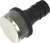 A close-up studio shot of a pump strainer with a black plastic fitting and a silver mesh strainer. Náhled obrázku produktu