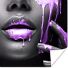 MuchoWow® Poster Lippen - Schwarz - Lila 30x30 cm - Produktbild-Vorschau 1