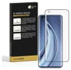 A product box with installation instructions and a screen protector placed over a smartphone. Produktbild-Vorschau