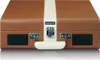 A close-up front view of a closed record player case. Produktbild-Vorschau