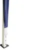 A close-up of the bottom section of a white tent pole with a blue fabric cover. Produktbild-Vorschau