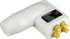 A white satellite LNB with multiple gold connectors and a black label with product information. Produktbild-Vorschau