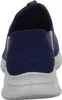 The back view of a blue sneaker with a white speckled sole. Produktbild-Vorschau