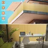 A collage showing a balcony with a yellow privacy screen and a patio setup with a table and chairs. Podgląd zdjęcia produktu