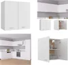 A collage of images showing white kitchen cabinets. Produktbild-Vorschau