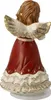 Rear view of a ceramic angel figurine with a red dress and white ruffled hem, decorated with gold accents. Náhľad obrázku produktu