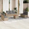 Design 8-tlg. Garten-Sofagarnitur mit Kissen Beige Poly Produktbild-Vorschau 1
