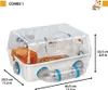 A hamster cage with accessories and dimensions shown. Produktbild-Vorschau