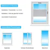 An image showing how to measure for a window blind and different types of windows it can be fitted to. Produktbild-Vorschau
