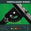 Close-up of a black metal adjustable angle mechanism for a soccer rebounder, with green background graphics resembling a soccer field. Náhled obrázku produktu