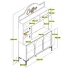 A technical drawing with dimensions of a coffee bar cabinet. Anteprima dell’immagine prodotto
