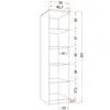 A line drawing of a tall, narrow bookshelf with dimensions labeled. Voir les images du produit