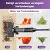 A collage-style marketing image showing a wet and dry vacuum cleaner demonstrating its cleaning capabilities on different types of debris and surfaces. Produktbild-Vorschau