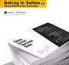 A stack of paper with a black presentation slide on top. Produktbild-Vorschau