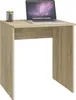 A small wooden desk with a laptop and a pen holder on top, set against a white background. Produktbild-Vorschau