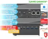 A marketing image of a mini PC, showcasing its specifications and ports. Produktbild-Vorschau