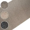 A close-up view of a taupe rug with a sisal-like texture, showing three circular insets of different color variations of the same rug. Produktbild-Vorschau