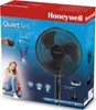 A product box for a Honeywell QuietSet stand fan, featuring an image of the fan, a woman, and product information. Produktbild-Vorschau