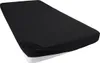 A black fitted sheet is shown on a mattress. Produktbild-Vorschau