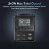A black multi-port charger with a digital clock display, set against a dark, gradient background. Produktbild-Vorschau