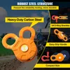 A collage of images showcasing a snatch block and related accessories, with text highlighting features and benefits. Náhled obrázku produktu