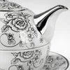 Tea for One Set Teekanne mit Tasse Keramik Weiß Silber Rose Produktbild-Vorschau 10