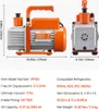 A VEVOR vacuum pump and its dimensions are shown from multiple angles, with specifications listed below. Voir les images du produit