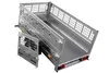 A silver garden trailer with a mesh cage attachment, shown from a slightly elevated diagonal angle. Produktbild-Vorschau