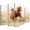 5-teiliges leinwandbild pferdegalopp natur 100x70 cm Feeby Produktbild-Vorschau 1