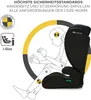 A diagram illustrating a car seat's safety features with text overlays. Podgląd zdjęcia produktu