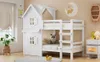 Kinderbett Etagenbett 90x200 cm Hausbett Kiefer-Massivholz Produktbild-Vorschau 7