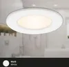 A white LED ceiling light is shown in a bathroom setting. Produktbild-Vorschau