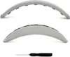 Two views of a gray headphone headband cushion and a small screwdriver. Produktbild-Vorschau