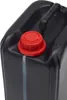 A close-up shot of the top of a black plastic jerrycan with a red screw-on cap. Náhľad obrázku produktu
