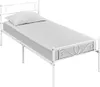 A white metal bed frame with a mattress and pillow on a white background. Podgląd zdjęcia produktu