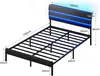 AODEMOKO Bett 140X190cm mit LED Beleuchtung, Metallbett mit Produktbild-Vorschau 2