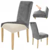 Stuhlhusse Stretch Grau - Samt - Universal - Esszimmer Produktbild-Vorschau 1