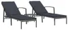 vidaXL Sonnenliegen 2 Stk. mit Tisch Poly Rattan Grau Produktbild-Vorschau 1