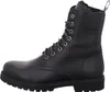 A black leather boot with laces on a white background. Voir les images du produit