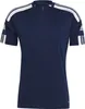 A navy blue Adidas t-shirt with white stripes on the shoulders and sleeves, presented on a white background. Voir les images du produit