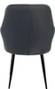 The back view of a dark gray velvet dining chair with black metal legs, isolated on a white background. Náhľad obrázku produktu