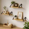 Półki ścienne loft 3 szt wiszące dąb czarny metal do salonu Podgląd zdjęcia produktu 6