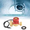 A water flow switch is shown in the foreground, with a sink drain and running water in the background. Anteprima dell’immagine prodotto