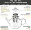 Creano Teekanne aus Glas 1,2l - inklusive 2 Teeblumen - Produktbild-Vorschau 9
