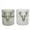 Teelichthalter Glas mit Hirsch 10cm weiß / grau, 1 Stück Produktbild-Vorschau 3