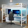Łóżko loftowe Sweiko 90x200 cm, stolik z USB i gniazdkiem, Podgląd zdjęcia produktu 4