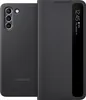 A black Samsung phone with a flip case is shown from the back and front. Voir les images du produit